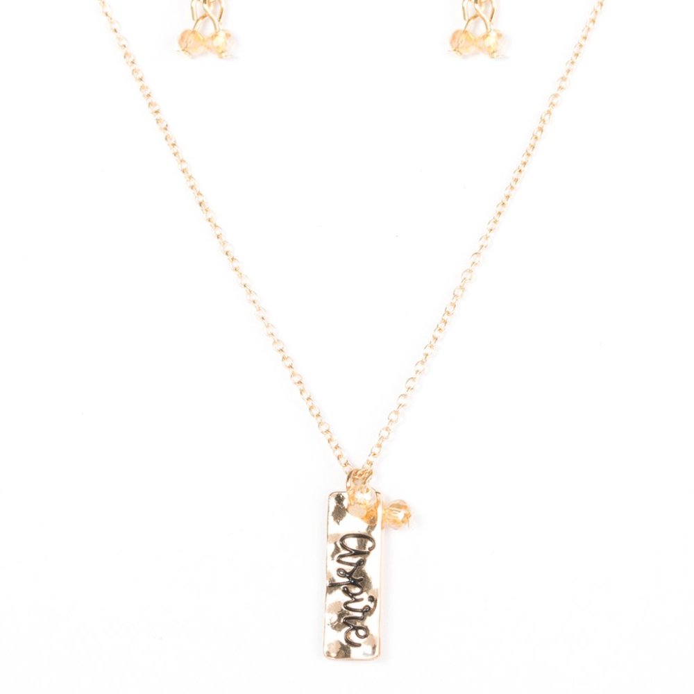 Paparazzi Gold Aspire Necklace and Beaded Earrings